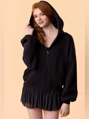 🌺NWT BLOGILATES BLACK HOODED CARDIGAN SWEATSHIRT SIZE MEDIUM🌺